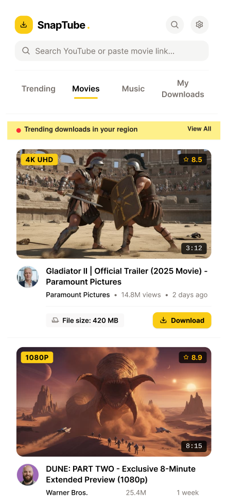 Mockup do App Snaptube